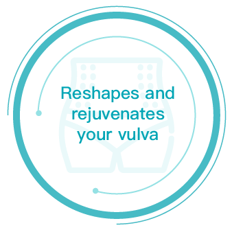 Reshapes and rejuvenates your vulva